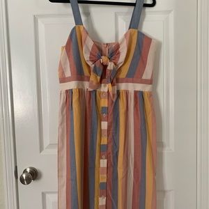 Striped tie front dress